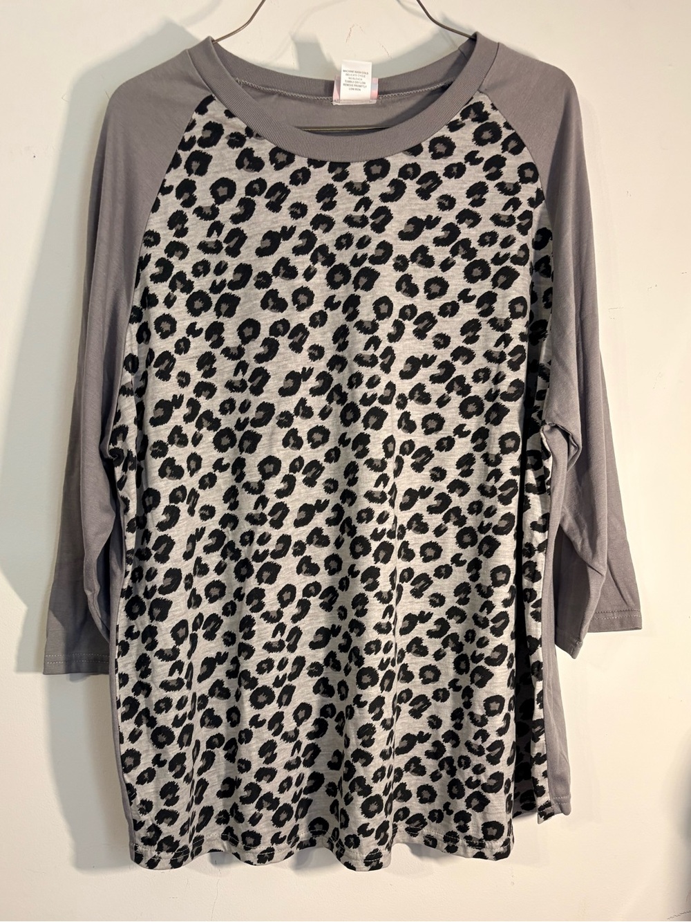 Gray Leopard-Print Long Sleeve Dress - Women